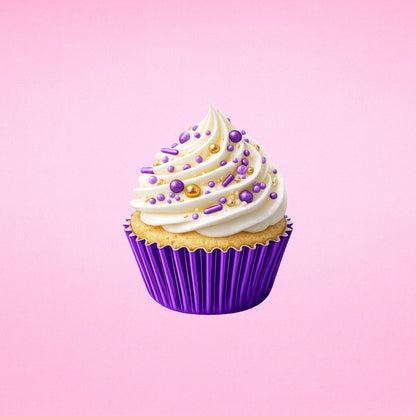 Purple Mini 25mm Foil Cupcake Cases - 50 Pieces