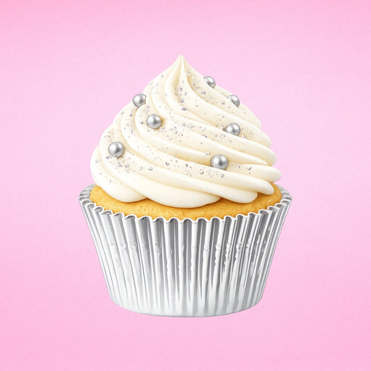 Silver Large Foil Cupcake Cases - 25 Pieces