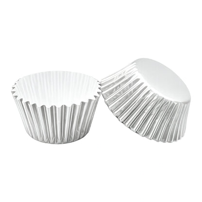 Silver Mini 25mm Foil Cupcake Cases - 50 Pieces
