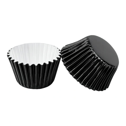 Black Mini 25mm Foil Cupcake Cases - 50 Pieces