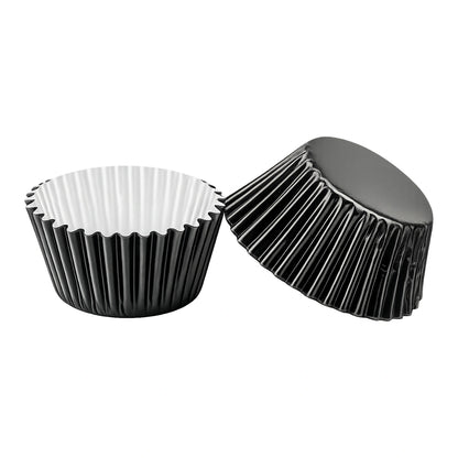 Black Mini 35mm Foil Cupcake Cases - 50 Pieces