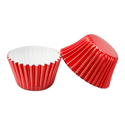 Red Mini 25mm Foil Cupcake Cases - 50 Pieces