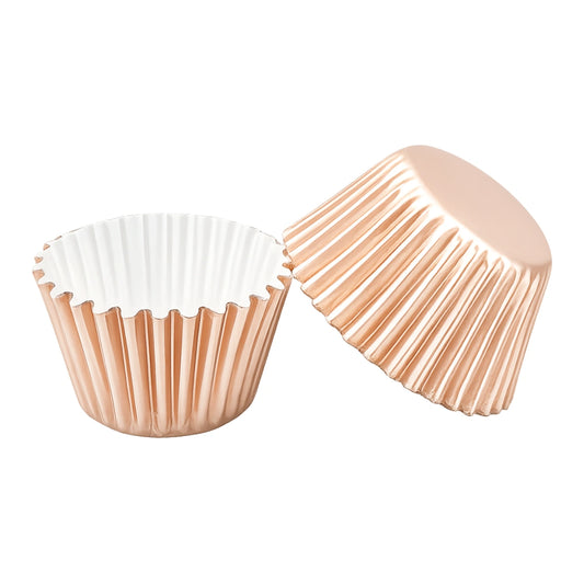 Rose Gold Mini 25mm Foil Cupcake Cases - 50 Pieces