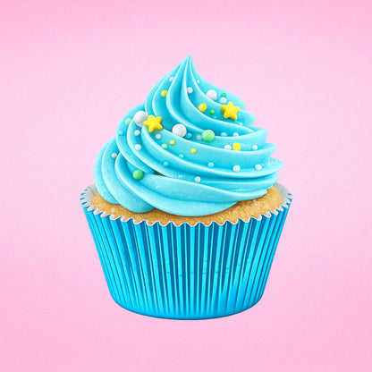 Light Blue Large Foil - 250Pieces Plain Baking Cupcake Bulk Cup Cake Case