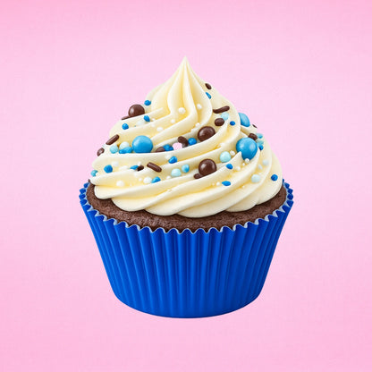 Blue 250Pc Greaseproof Baking Cupcake Cases - 5X3.2cm
