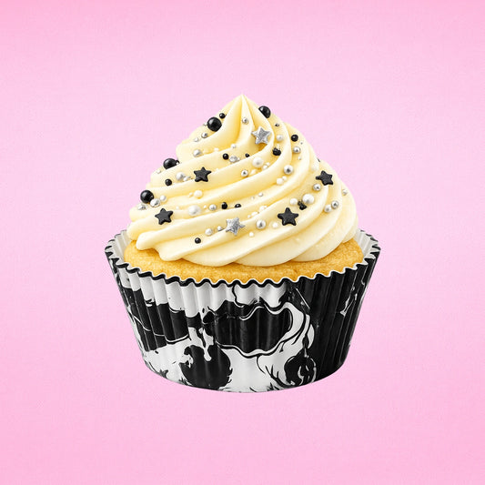 250 pcs 50mm x 35mm Black Skull GreaseproofCupcake Cases - Iconic Cake Art