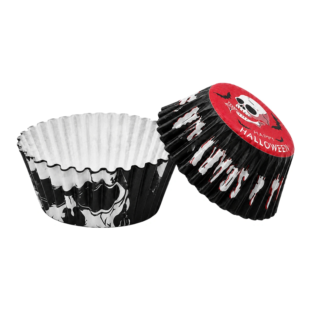 250 pcs 50mm x 35mm Black Skull GreaseproofCupcake Cases - Iconic Cake Art