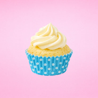 White Blue and Polka Greaseproof Mini Cupcake Cases 35mm - Iconic Cake Art