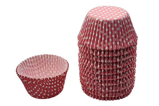250 pcs 50mm x 35mm Pink And White Polka GreaseproofCupcake Cases - Iconic Cake Art
