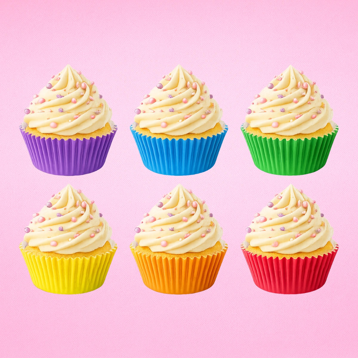 Rainbow 250Pc Greaseproof Baking Cupcake Cases - 5X3.2cm