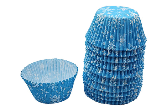 250 pcs 50mm x 35mm Snowflakes GreaseproofCupcake Cases - Iconic Cake Art
