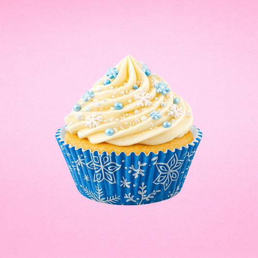 250 pcs 50mm x 35mm Snowflakes GreaseproofCupcake Cases - Iconic Cake Art