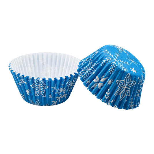 250 pcs 50mm x 35mm Snowflakes GreaseproofCupcake Cases - Iconic Cake Art