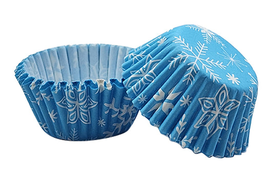 Snowflakes Greaseproof Mini Cupcake Cases 35mm - Iconic Cake Art
