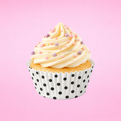 White And Black Polka Dot Cupcake Cases - 250Pce Greaseproof Baking Cups