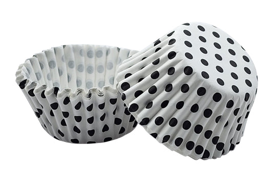 Black White and Polka Greaseproof Mini Cupcake Cases 35mm - Iconic Cake Art