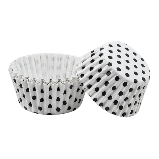 Black White and Polka Greaseproof Mini Cupcake Cases 35mm - Iconic Cake Art