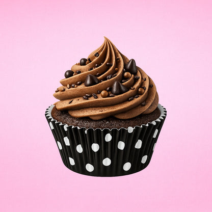 250 pcs 50mm x 35mm Black And White Polka Dots GreaseproofCupcake Cases - Iconic Cake Art