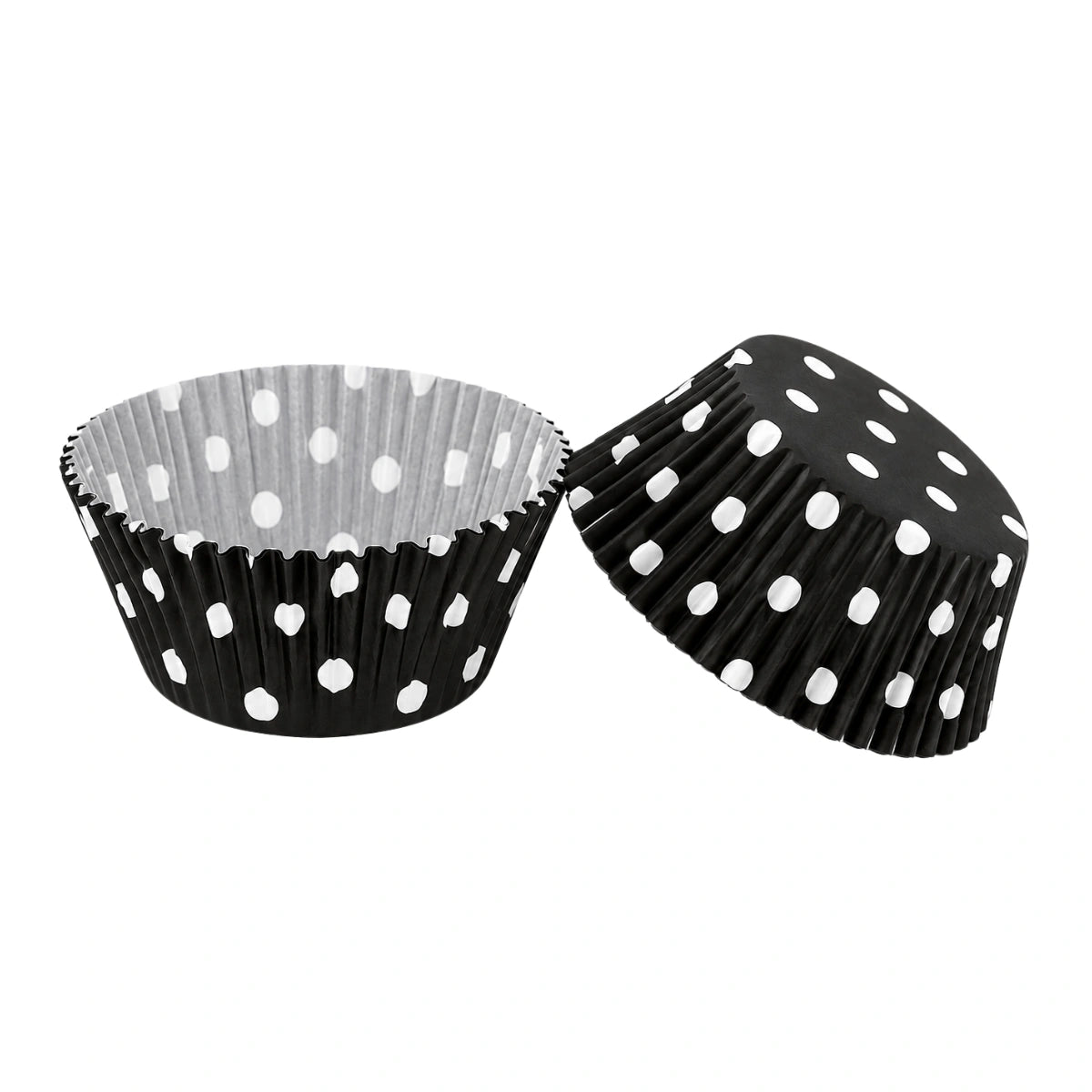 250 pcs 50mm x 35mm Black And White Polka Dots GreaseproofCupcake Cases - Iconic Cake Art
