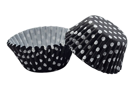 Black and White Polka Greaseproof Mini Cupcake Cases 35mm - Iconic Cake Art