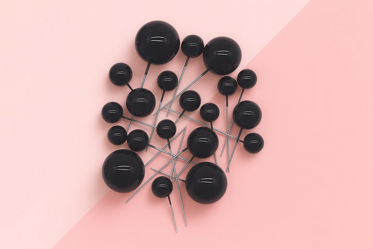 Black Ball Topper (20 Pack) - Iconic Cake Art