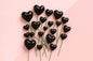 Black Gloss Heart Toppers (20 Pack) - Iconic Cake Art