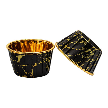 Black Gold Marble - Metallic Cupcake Liners - 50Pcs