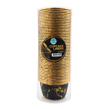 Black Gold Marble - Metallic Cupcake Liners - 50Pcs