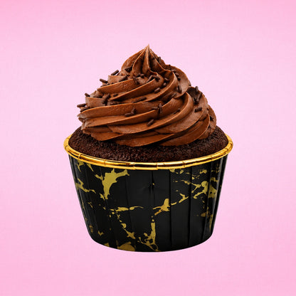 Black Gold Marble - Metallic Cupcake Liners - 50Pcs