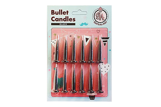 Black Bullet Candles (12 Pack) - Gateau Art