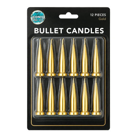 Gold Bullet Candles (12 Pack) - Gateau Art