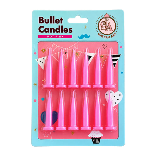 Hot Pink Bullet Candles (12 Pack) - Gateau Art