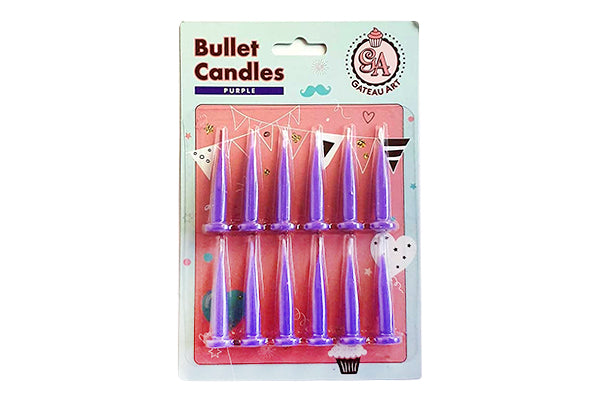 Purple Bullet Candles (12 Pack) - Gateau Art