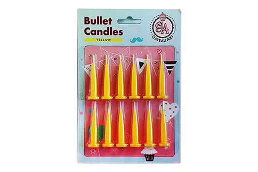 Yellow Bullet Candles (12 Pack) - Gateau Art