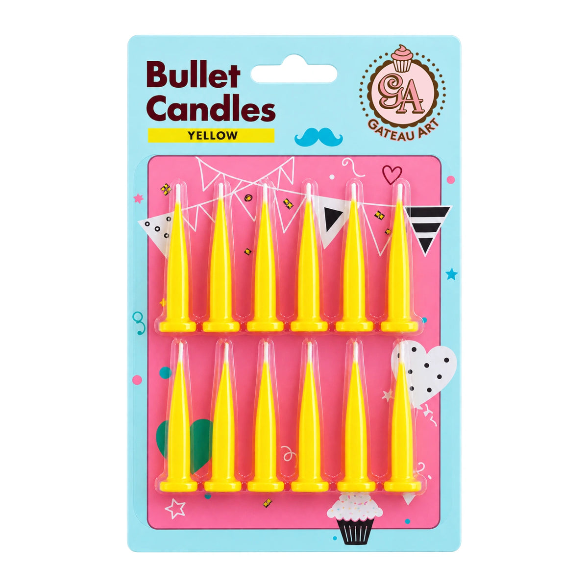 Yellow Bullet Candles (12 Pack) - Gateau Art