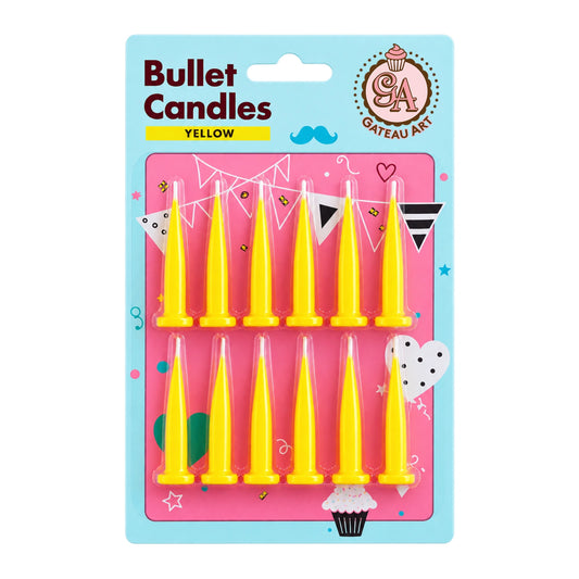 Yellow Bullet Candles (12 Pack) - Gateau Art