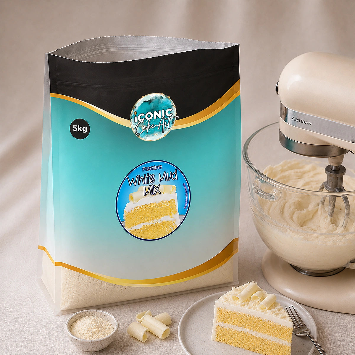 White Mud Cake Mix Premium 5kg - Iconic Cake Art