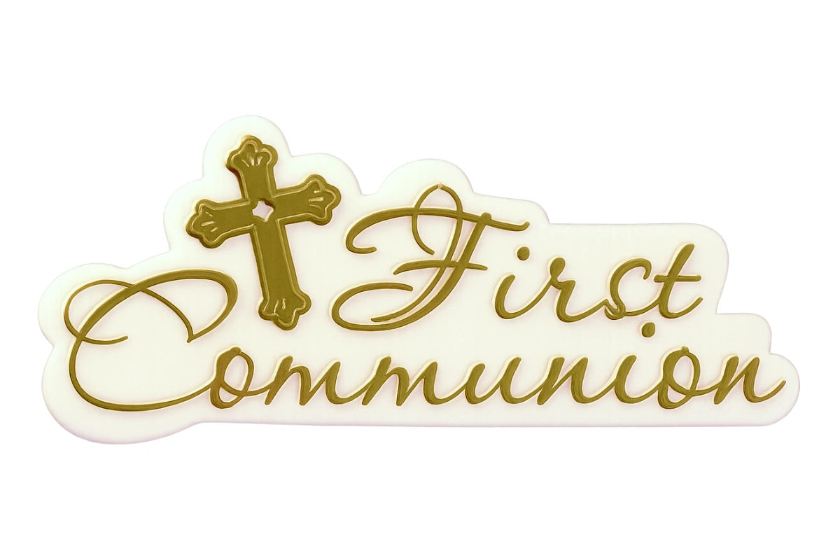 Gold First Communion Cake Topper Plaque - Bakery Crafts