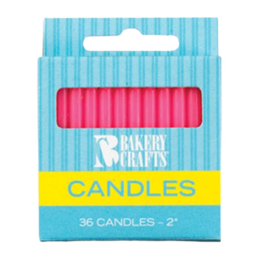 Hot Pink Plain Birthday Candles - Bakery Crafts