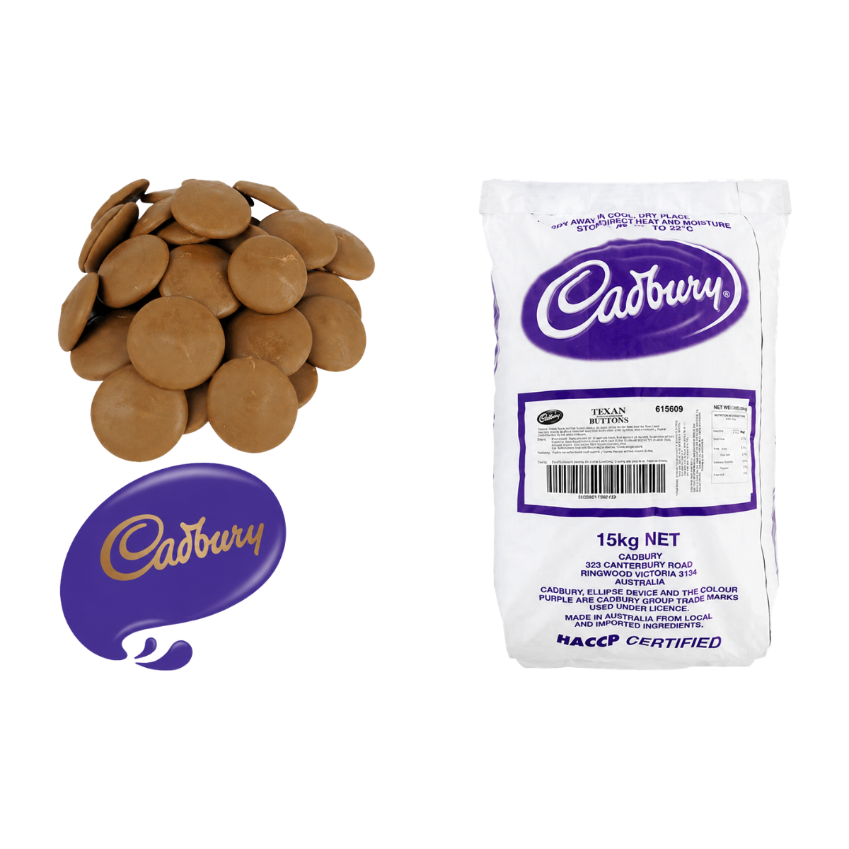 Sienna Milk Compound Buttons 15kg - Cadbury