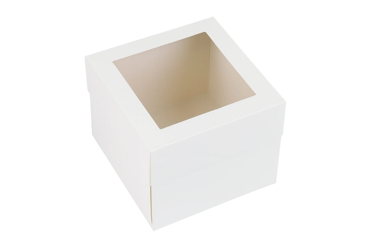 White Cake Box With Window - 10 x 10 x 6 Inch