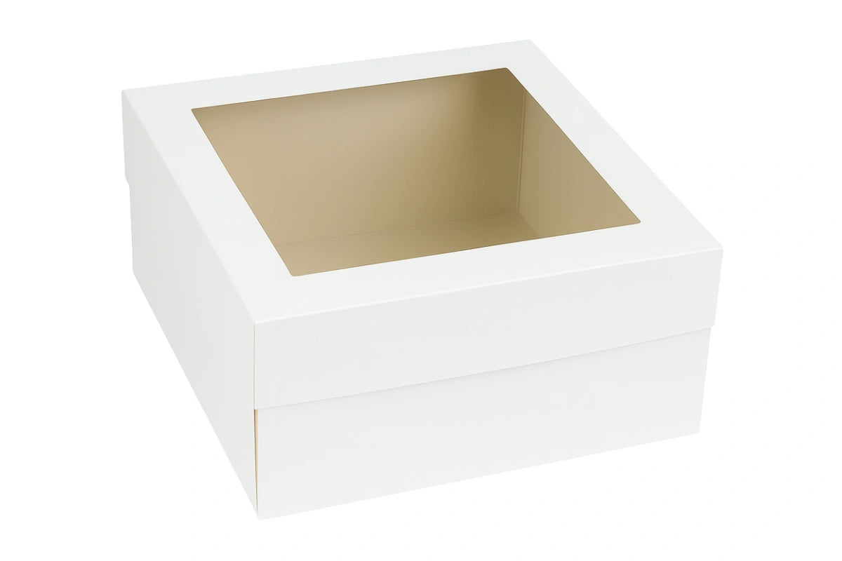White Cake Box With Window - 18 x 18 x 6 Inch