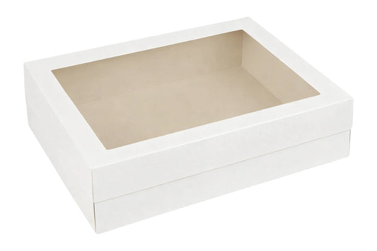 White Rectangle Cake Box with Window 14 Inch x 18 Inch x 6 Inch - Iconic Cake Art