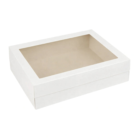 White Rectangle Cake Box with Window 14 Inch x 18 Inch x 6 Inch - Iconic Cake Art