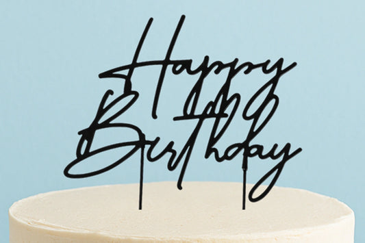 Matte Black Cake Topper - Happy Birthday Style4 Cake &amp; - Cake and Candle