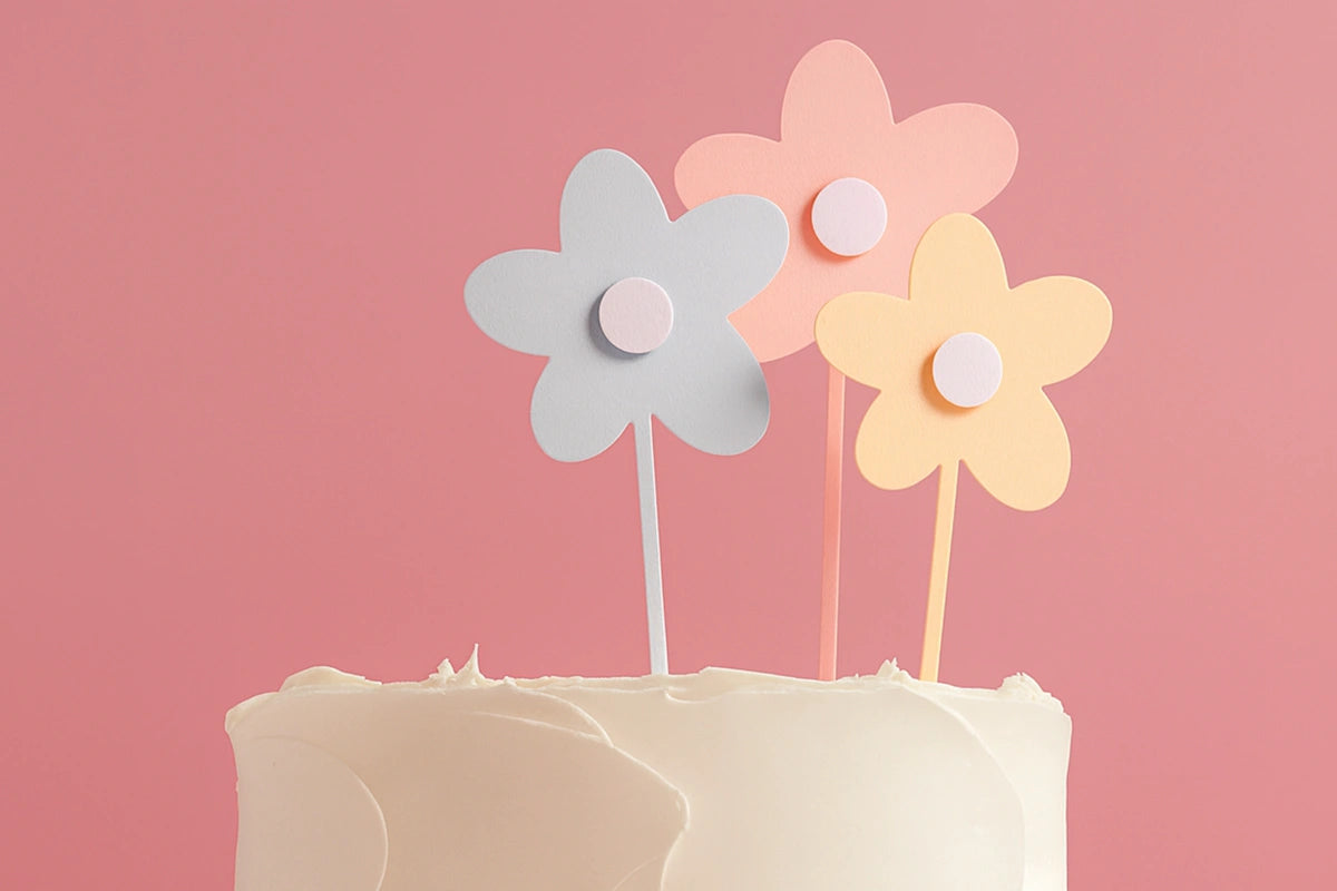 3 Flowers Milkshake Cake Topper - Mixed - by - Sprinks