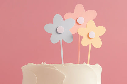 3 Flowers Milkshake Cake Topper - Mixed - by - Sprinks