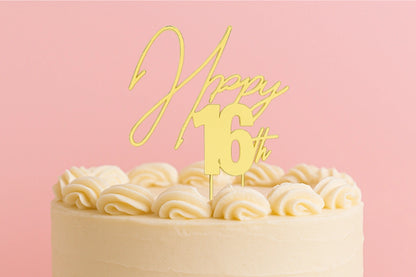 Gold Happy 16th Cake Topper - Bake Group