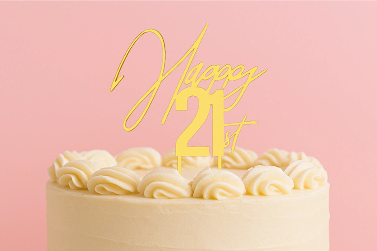 Gold Happy 21st Cake Topper - Bake Group