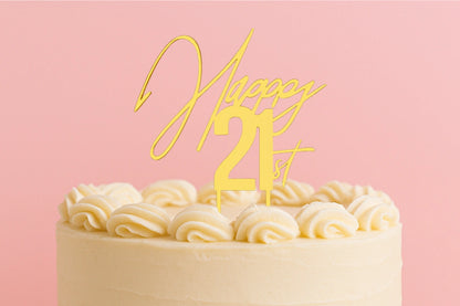 Gold Happy 21st Cake Topper - Bake Group
